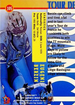 1997 Eurostar Tour de France #105 Eugeni Berzin Back